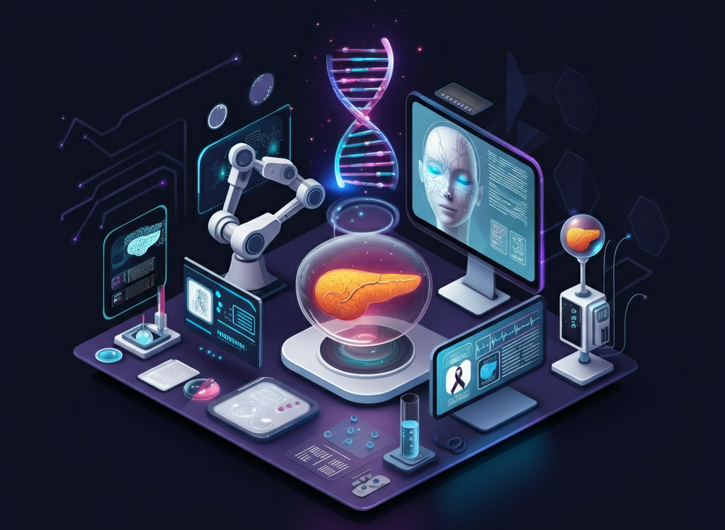 Scientist analyzing pancreatic cancer tech in 2025 lab