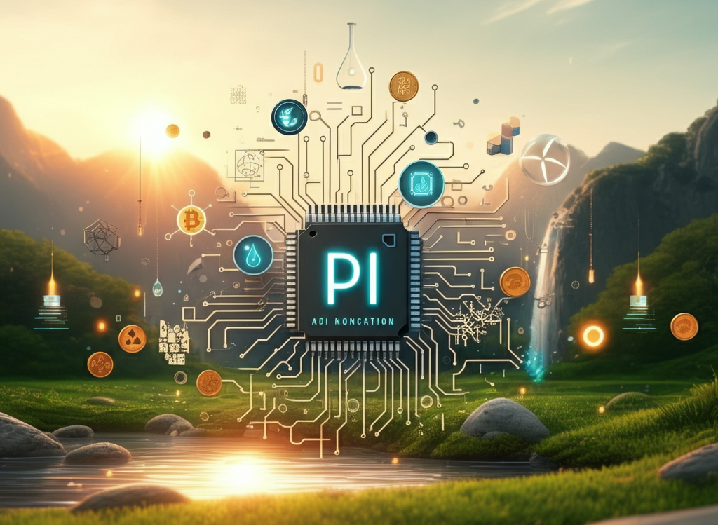 Futuristic illustration of innovation and wellness with technology and nature.