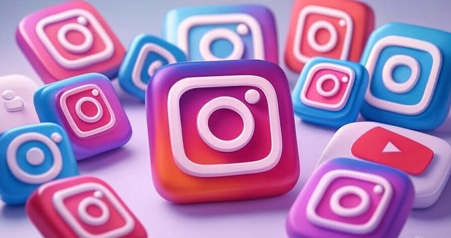 3D social media icons including Instagram for 2025 marketing guide