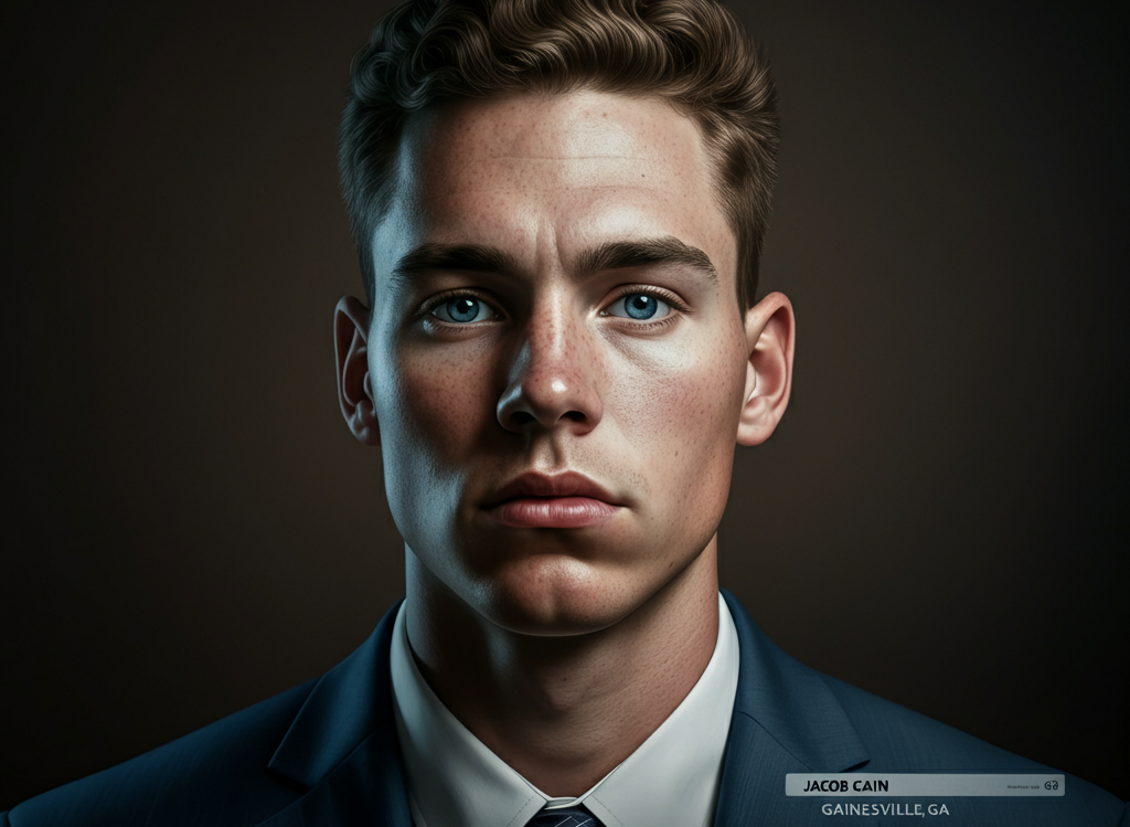 Symbolic representation of justice and digital privacy for Jacob Cain mugshot blog.